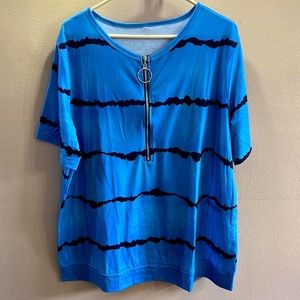 NIB Blue and Black Striped 1/2 Zipper Shirt